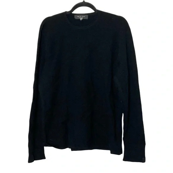 Rag & Bone Collin Wool Pique Sweater‎ Crewneck in Black XL